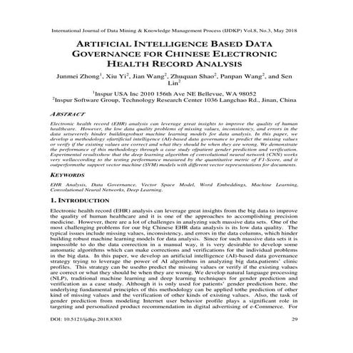 ARTIFICIAL INTELLIGENCE BASED DATA GOVERNANCE FOR CHINESE ELECTRONIC HEALTH R...