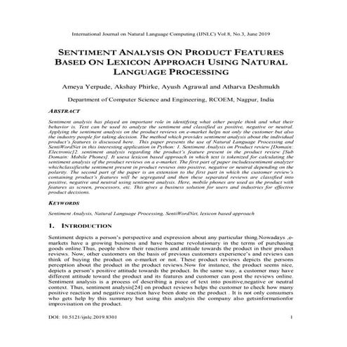 SENTIMENT ANALYSIS ON PRODUCT FEATURES BASED ON LEXICON APPROACH USING NATURA...
