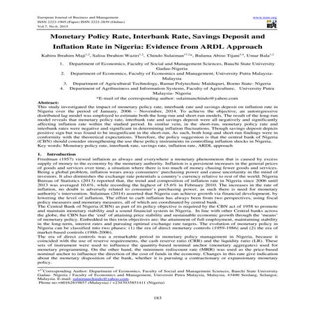 Monetary Policy Rate, Interbank Rate, Savings Deposit and