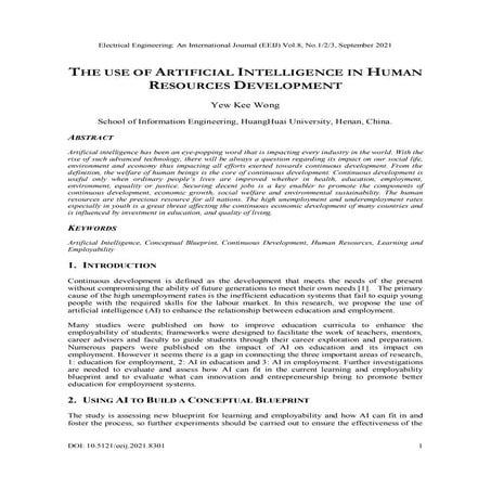 THE USE OF ARTIFICIAL INTELLIGENCE IN HUMAN RESOURCES DEVELOPMENT | PDF
