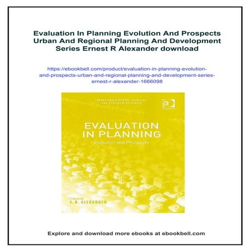 Evaluation In Planning Evolution And Prospects Urban And Regional ...