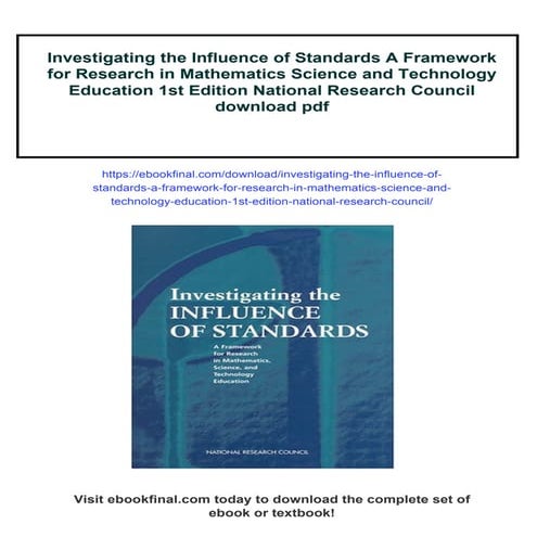 Investigating the Influence of Standards A Framework for Research in ...
