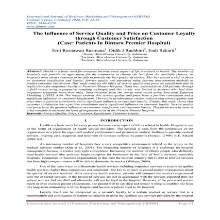 Study of Service Quality and Patient Satisfaction to Trust And Loyalty ...