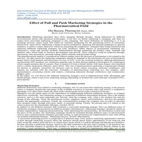 Effect of Pull and Push Marketing Strategies in the Pharmaceutical ...