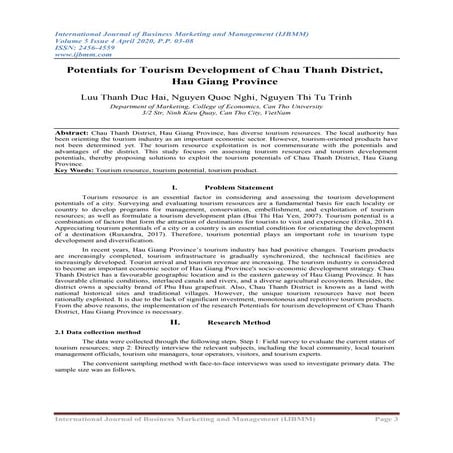 Potentials for Tourism Development of Chau Thanh District, Hau Giang Province