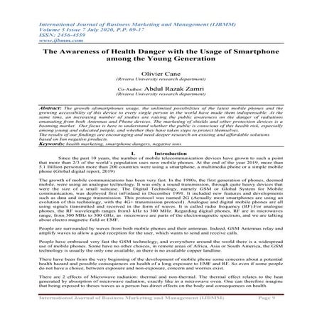 The Awareness of Health Danger with the Usage of Smartphone among the Young G...