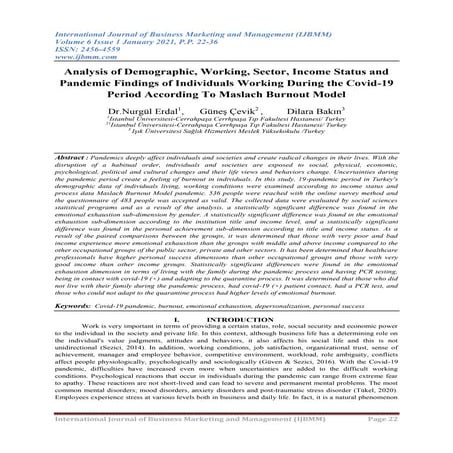 Analysis of Demographic, Working, Sector, Income Status and Pandemic Findings...