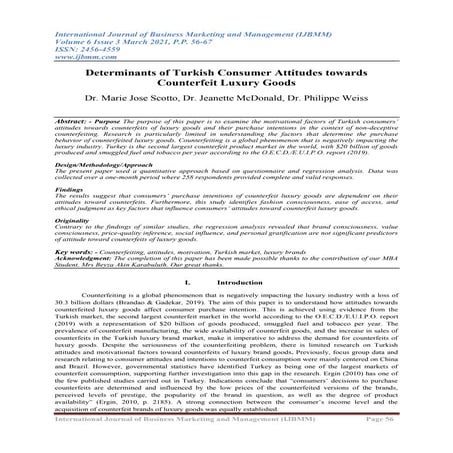 Determinants of Turkish Consumer Attitudes towards Counterfeit Luxury ...