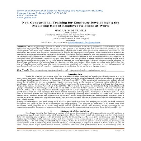 Non-Conventional Training for Employee Development; the Mediating Role of Emp...