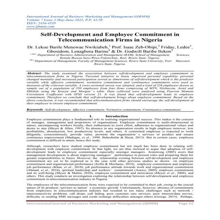 Self-Development and Employee Commitment in Telecommunication Firms in ...