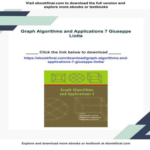 Graph Algorithms and Applications 7 Giuseppe Liotta | PDF