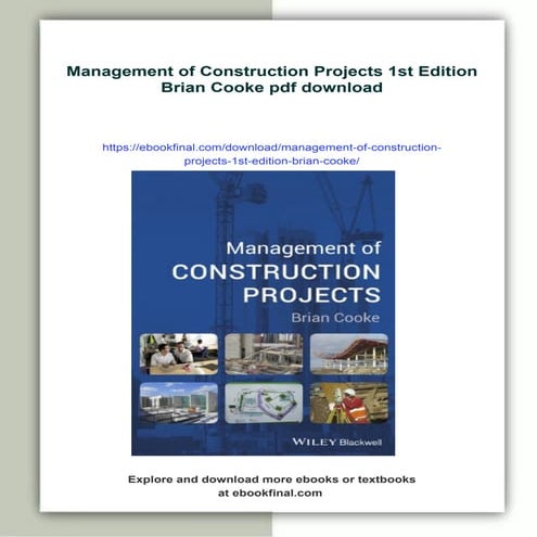 Management of Construction Projects 1st Edition Brian Cooke