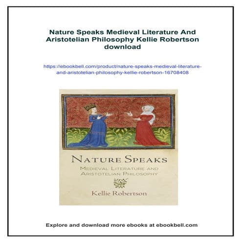 Nature Speaks Medieval Literature And Aristotelian Philosophy Kellie ...