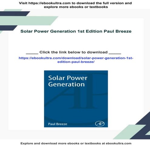 Solar Power Generation 1st Edition Paul Breeze | PDF