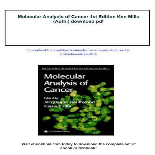 Molecular Analysis of Cancer 1st Edition Ken Mills (Auth.) | PDF