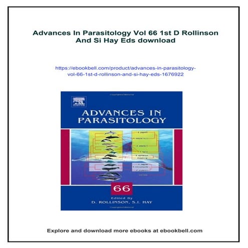 Advances In Parasitology Vol 66 1st D Rollinson And Si Hay Eds
