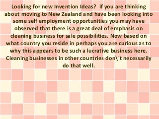 Invention Ideas - Could A New Zealand Cleaning Business For Sale Become A Scam?