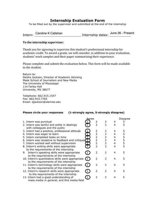 Intern Evaluation Form | PDF