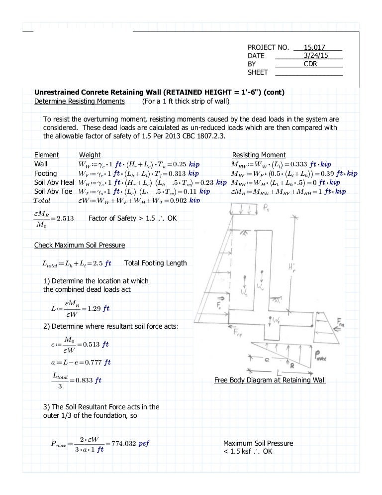 Retaining Wall Calculation
