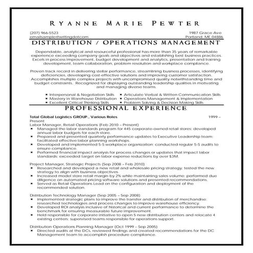 Ryanne Pweter Resume SAMPLE