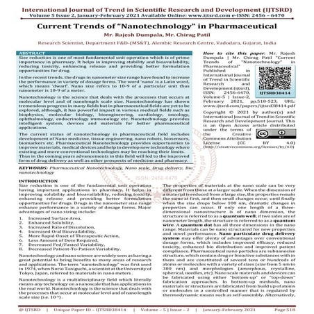 Current Trends of “Nanotechnology” in Pharmaceutical | PDF