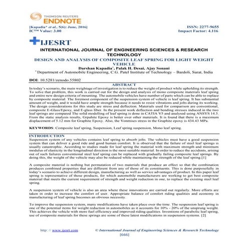  design and analysis of composite leaf spring for light weight vehicle