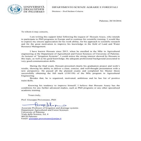 Reference Letter from Prof. Provenzano