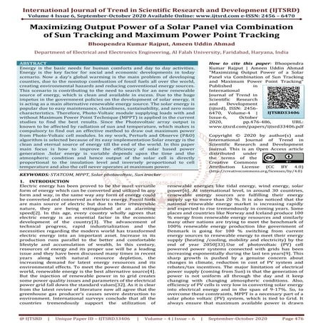 Maximizing Output Power of a Solar Panel via Combination of Sun Tracking and ...
