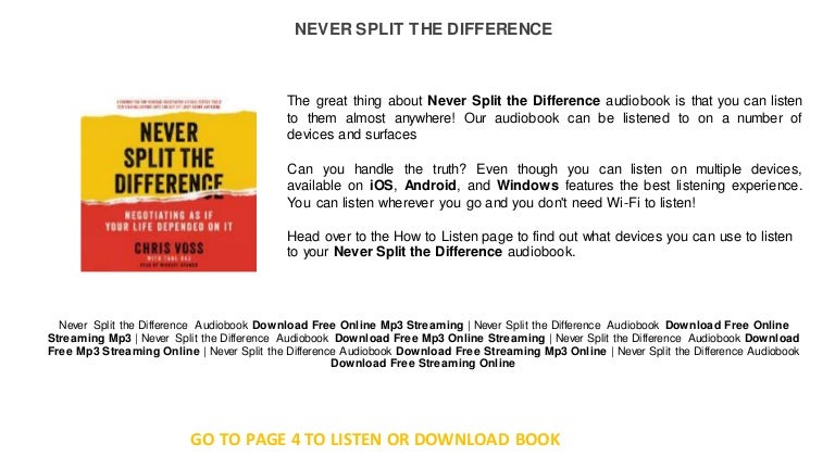 Never Split The Difference Free Books Online Stream Audiobooks