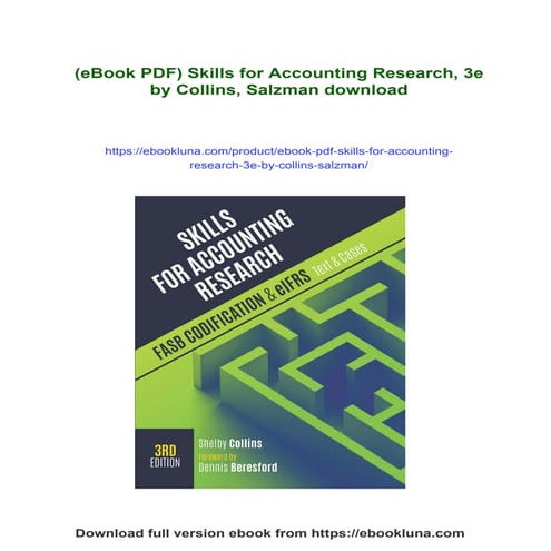(eBook PDF) Skills for Accounting Research, 3e by Collins, Salzman