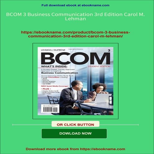Immediate download BCOM 3 Business Communication 3rd Edition Carol M. Lehman ...