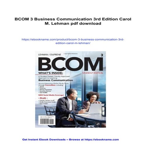 BCOM 3 Business Communication 3rd Edition Carol M. Lehman