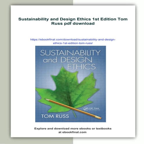 Sustainability and Design Ethics 1st Edition Tom Russ