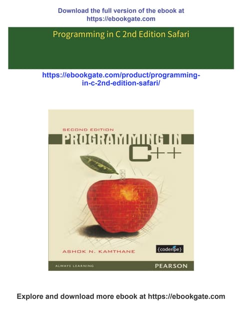 Programming in C 2nd Edition Safari download pdf