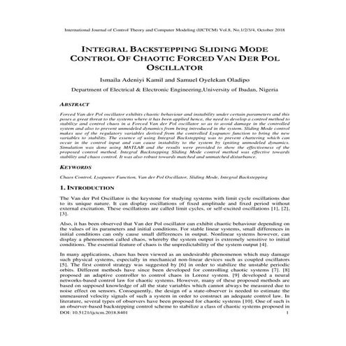 Integral Backstepping Sliding Mode Control of Chaotic Forced Van Der Pol Osci...