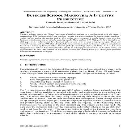 BUSINESS SCHOOL MAKEOVER; A INDUSTRY PERSPECTIVE