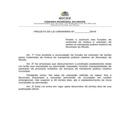 PL dupla funcao motorista PE