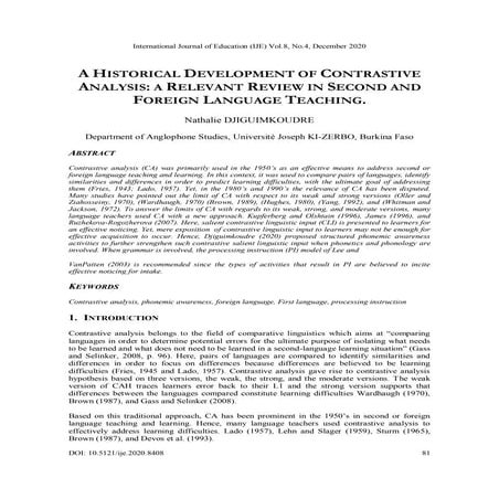 A HISTORICAL DEVELOPMENT OF CONTRASTIVE ANALYSIS: A RELEVANT REVIEW IN ...
