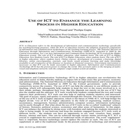 USE OF ICT TO ENHANCE THE LEARNING PROCESS IN HIGHER EDUCATION