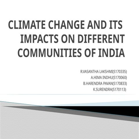 Climate Change Impacts on Diverse Communities in India: Survey and ...
