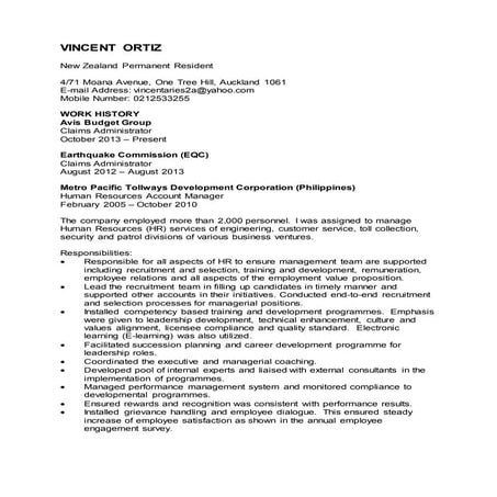 Vincent Ortiz HR CV | PDF