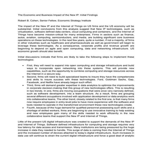 New IP Initial Findings from a New Research Project