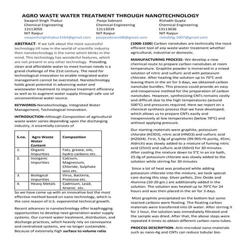 Nanotechnology in waste water treatment | PPTX