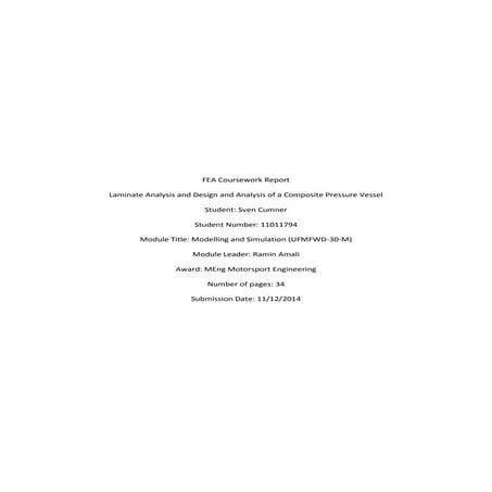 FEA Coursework Report (Sven Cumner 11011794)