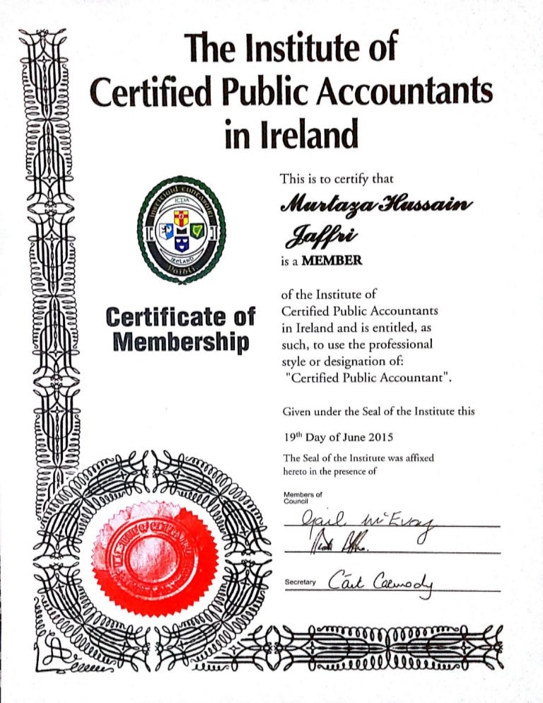 CPA Membership Certificate