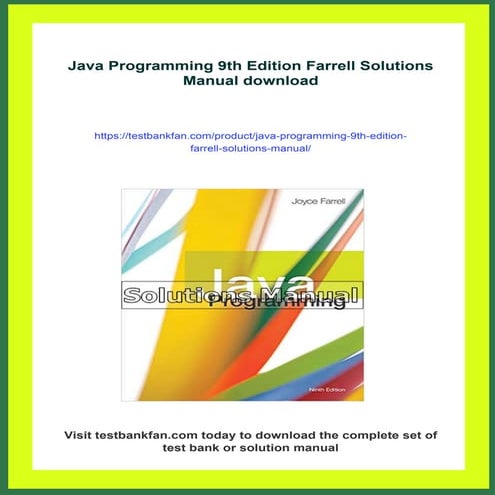 Java Programming 9th Edition Farrell Solutions Manual