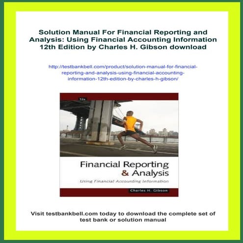 Solution Manual For Financial Reporting and Analysis: Using Financial ...