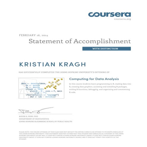 Certificate. Computing for Data Analysis