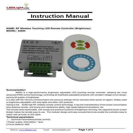 84654 led touch controller