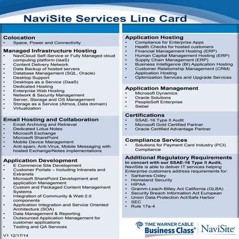 NaviSite Services - SnapShot